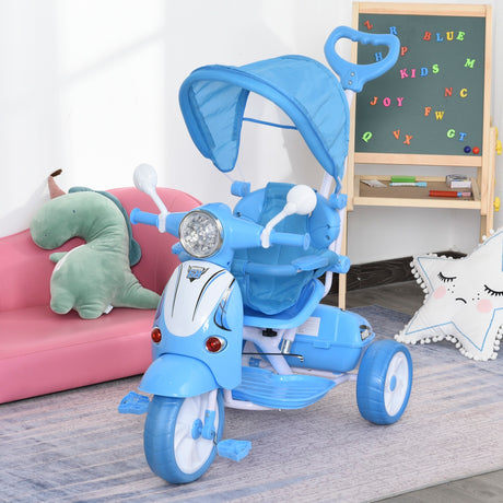 easycomfort easycomfort triciclo passeggino azzurro a forma di moto per bambini 18 72 mesi con tettuccio rimovibile