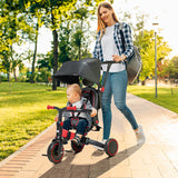 easycomfort easycomfort triciclo per bambini con maniglione 3 in 1 e tettuccio regolabile eta 18 48 mesi rosso