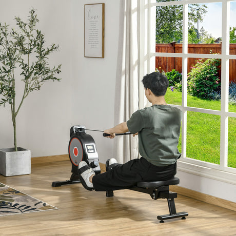 easycomfort easycomfort vogatore professionale per casa con 8 livelli di resistenza magnetica ruote e monitor digitale vogatore pieghevole in acciaio e abs 180x48x60cm nero e grigio