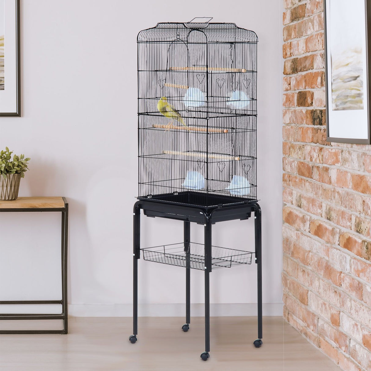 easycomfort easycomfort voliera gabbia per uccelli con ruote in metallo nero 47 5 37 153cm ean 8054144131900