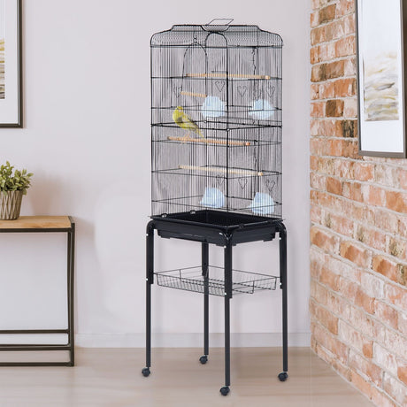 easycomfort easycomfort voliera gabbia per uccelli con ruote in metallo nero 47 5 37 153cm ean 8054144131900