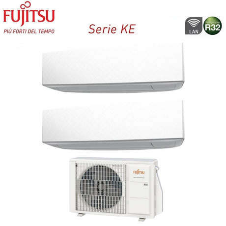 fujitsu climatizzatore condizionatore fujitsu dual split inverter serie ke white 1214 con aoyg18kbta2 r 32 wi fi integrato 1200014000 colore bianco