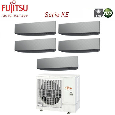 fujitsu climatizzatore condizionatore fujitsu penta split inverter serie ke silver 9991214 con aoyg36kbta5 r 32 wi fi integrato 9000900090001200014000 colore argento