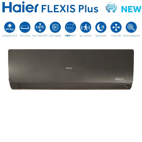 haier climatizzatore condizionatore haier quadri split inverter serie flexis plus black 79912 con 4u85s2sr3fa r 32 wi fi integrato colore nero 70009000900012000