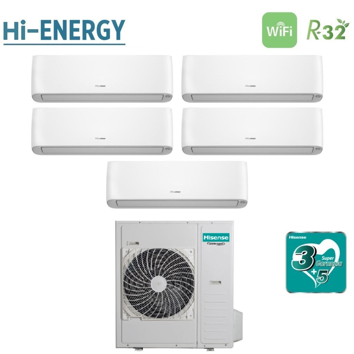 hisense climatizzatore condizionatore hisense penta split inverter serie energy pro plus hi energy 99999 con 5amw125u4rta r 32 wi fi integrato 90009000900090009000