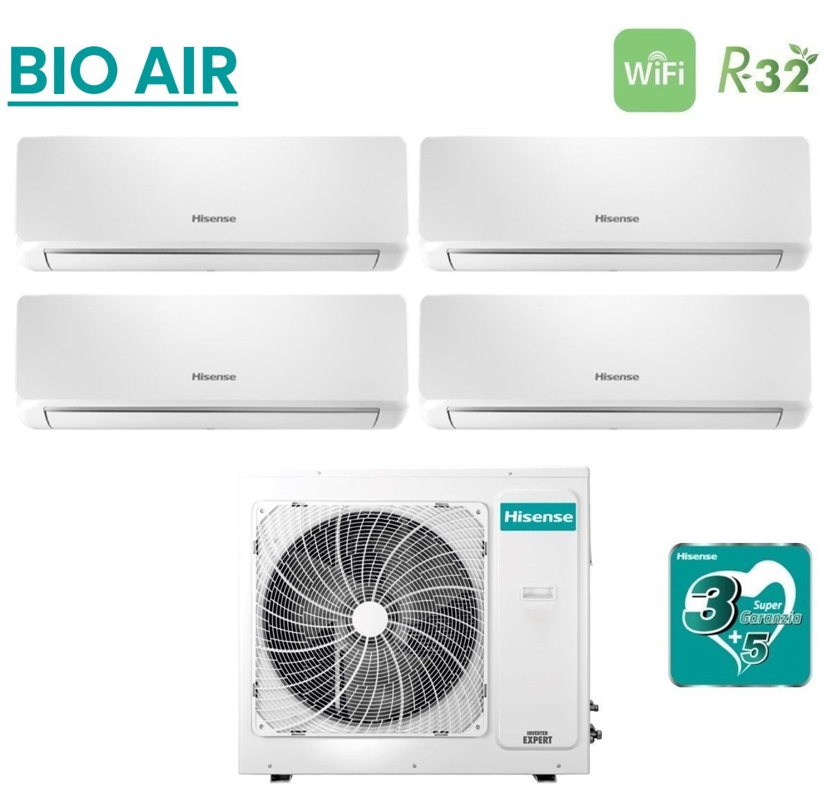 hisense climatizzatore condizionatore hisense quadri split inverter serie bio air 99912 con 4amw81u4raa r 32 wi fi integrato 90009000900012000