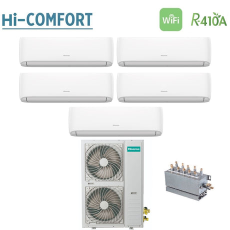 hisense offerta climatizzatore condizionatore hisense penta split inverter serie hi comfort 999912 con amw123u4se r 410 wi fi integrato compreso di branch box 900090009000900012000