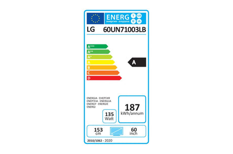 lg televisore lg 60 led uhd 4k smart tv ai thinq wi fi bluetooth 3 hdmi 2 usb hdr 10 pro blacknero dvb t2cs2 60un71003