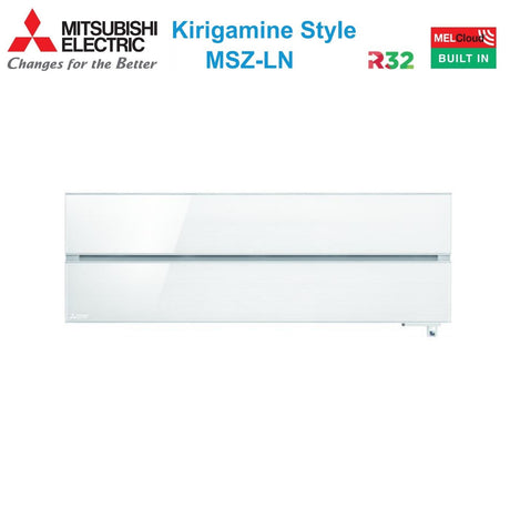 mitsubishi electric climatizzatore condizionatore mitsubishi electric dual split inverter serie kirigamine style msz ln 99 con mxz 2f42vf pearl white r 32 wi fi integrato colore bianco perla 90009000 ean 8059657018236