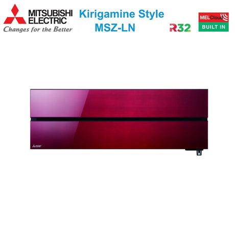 mitsubishi electric climatizzatore condizionatore mitsubishi electric quadri split inverter serie kirigamine style msz ln 99912 con mxz 4f80vf ruby red r 32 wi fi integrato colore rosso 90009000900012000