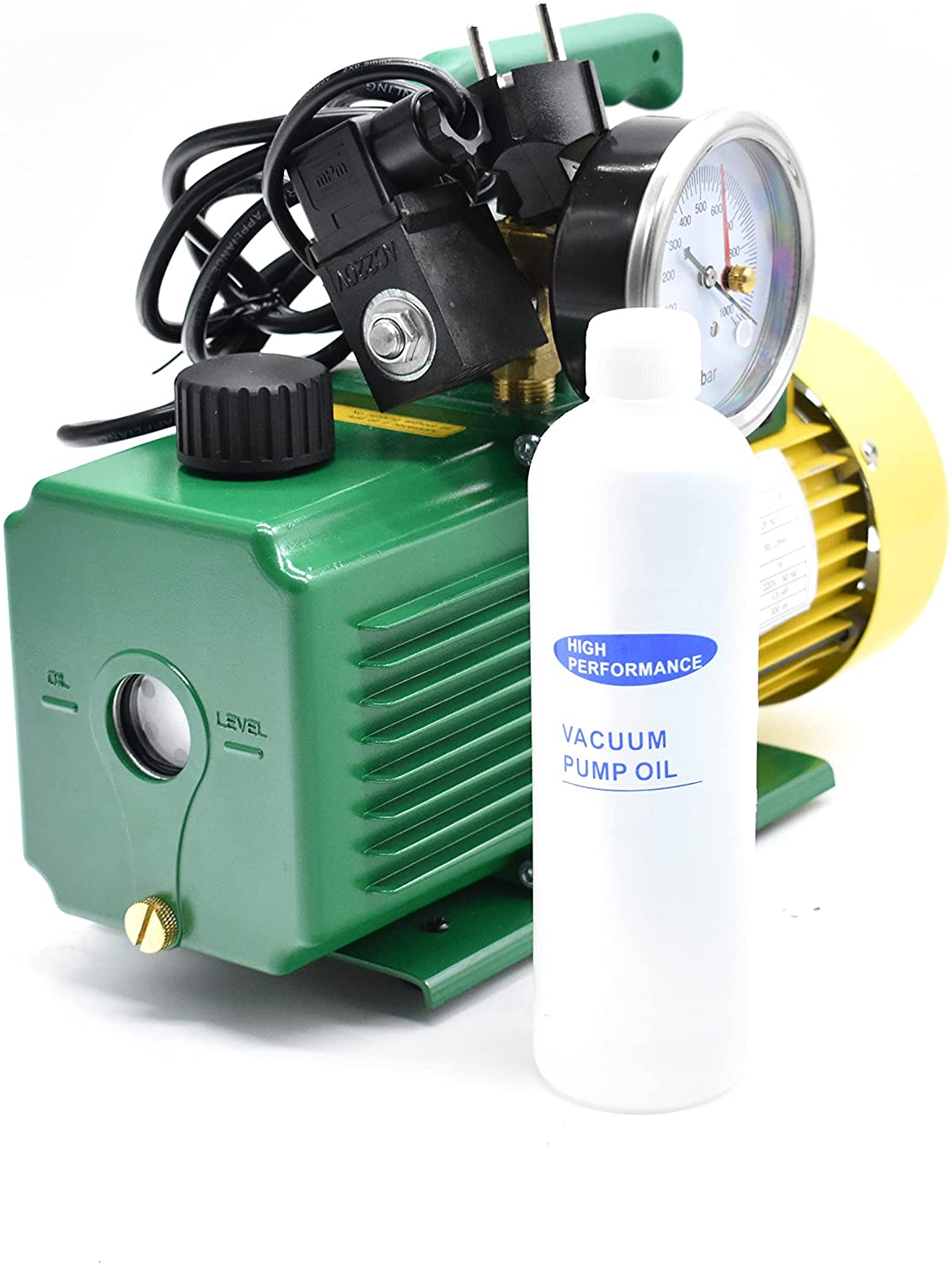 no brand pompa vuoto bistadio klimaline completa di vacumetro e valvola solenoide per impianti gas hfo r32 r410 r1234yf 142 lmin motore antideflagrante per condizionamento climatizzatore