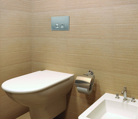 oli placca di comando oli 74 plain doppio tasto per cassetta scarico in abs colore cromo satinato