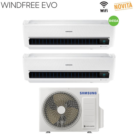 samsung climatizzatore condizionatore samsung dual split inverter serie windfree evo 912 con aj050mcj2eh r 410 wi fi integrato 900012000 novita 2019 ean 8059657019479