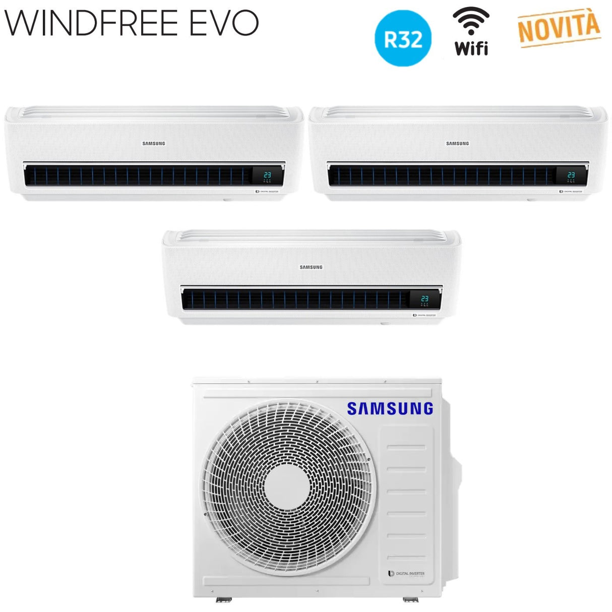 samsung climatizzatore condizionatore samsung trial split inverter serie windfree evo 7712 con aj052rcj r 32 wi fi integrato 7000700012000 novita 2019