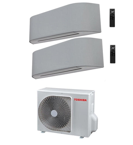 toshiba climatizzatore condizionatore toshiba dual split inverter serie haori 1000013000 900012000 con ras 2m14u2avg e wi fi integrato grigio chiarogrigio scuro 1013 912 novita grigio scuro ean 8055776917504