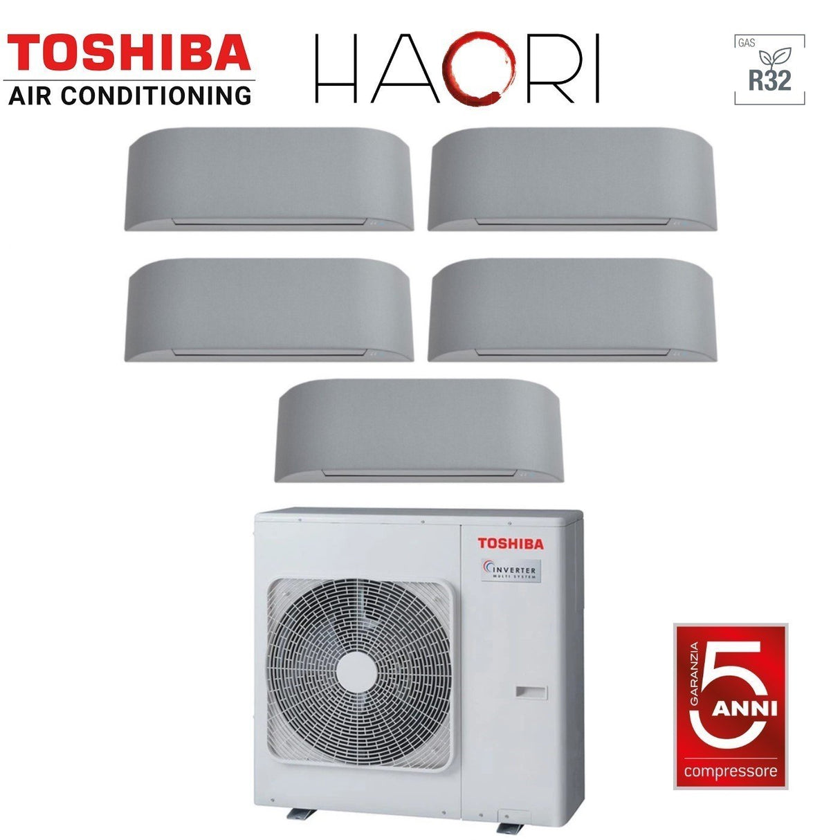 toshiba climatizzatore condizionatore toshiba penta split inverter serie haori 1010101313 9991212 ras 5m34u2avg e r 32 wi fi integrato 1000010000100001300013000 9000900090001200012000 grigio chiaro