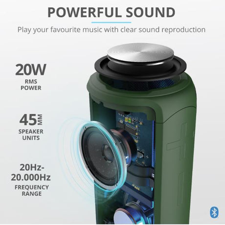 trust speaker portatile senza fili trust caro max 20w water resistance usb aux sd ean 8713439239607