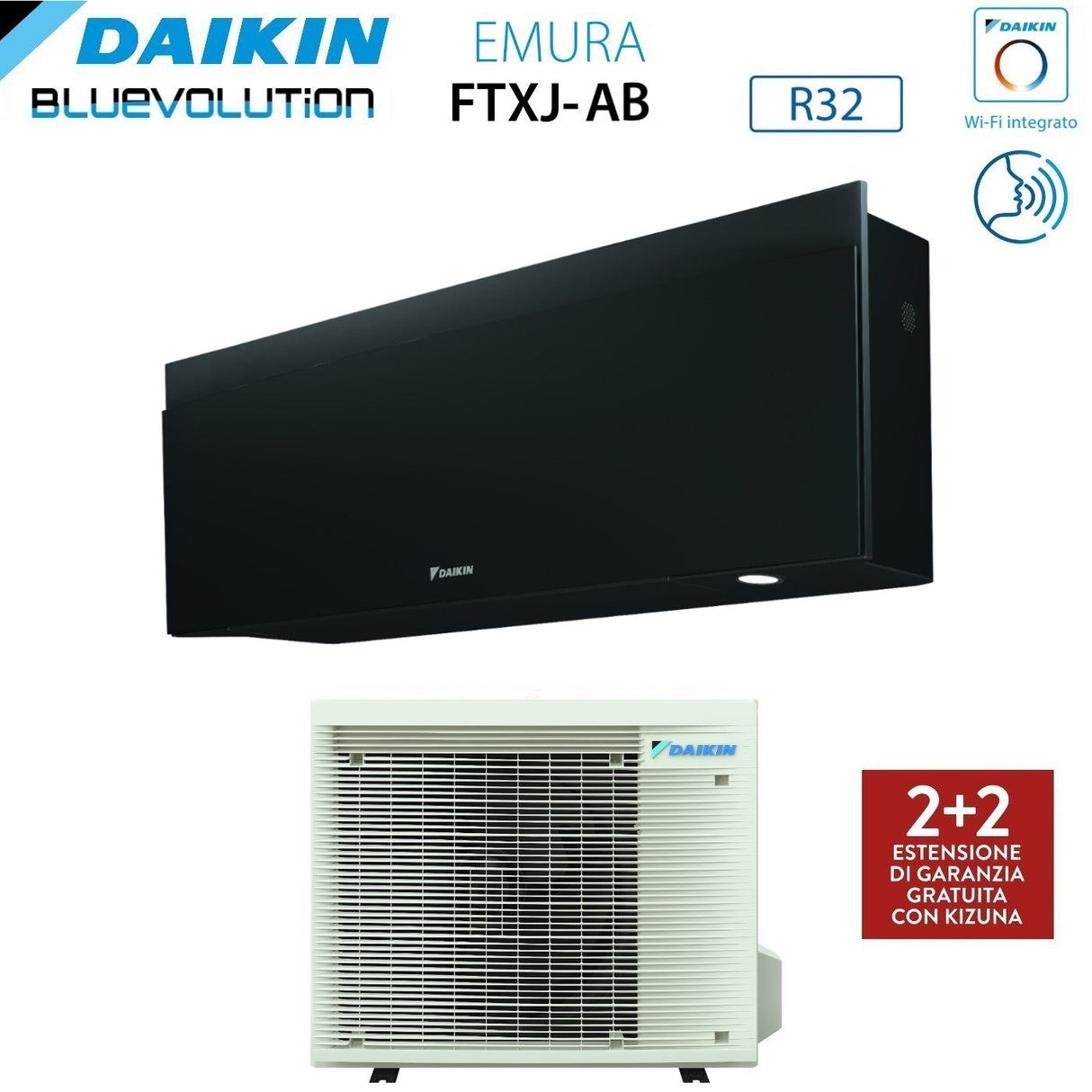 daikin unita interna a parete daikin bluevolution serie emura black iii 15000 btu ftxj42ab r 32 wi fi integrato colore nero 1