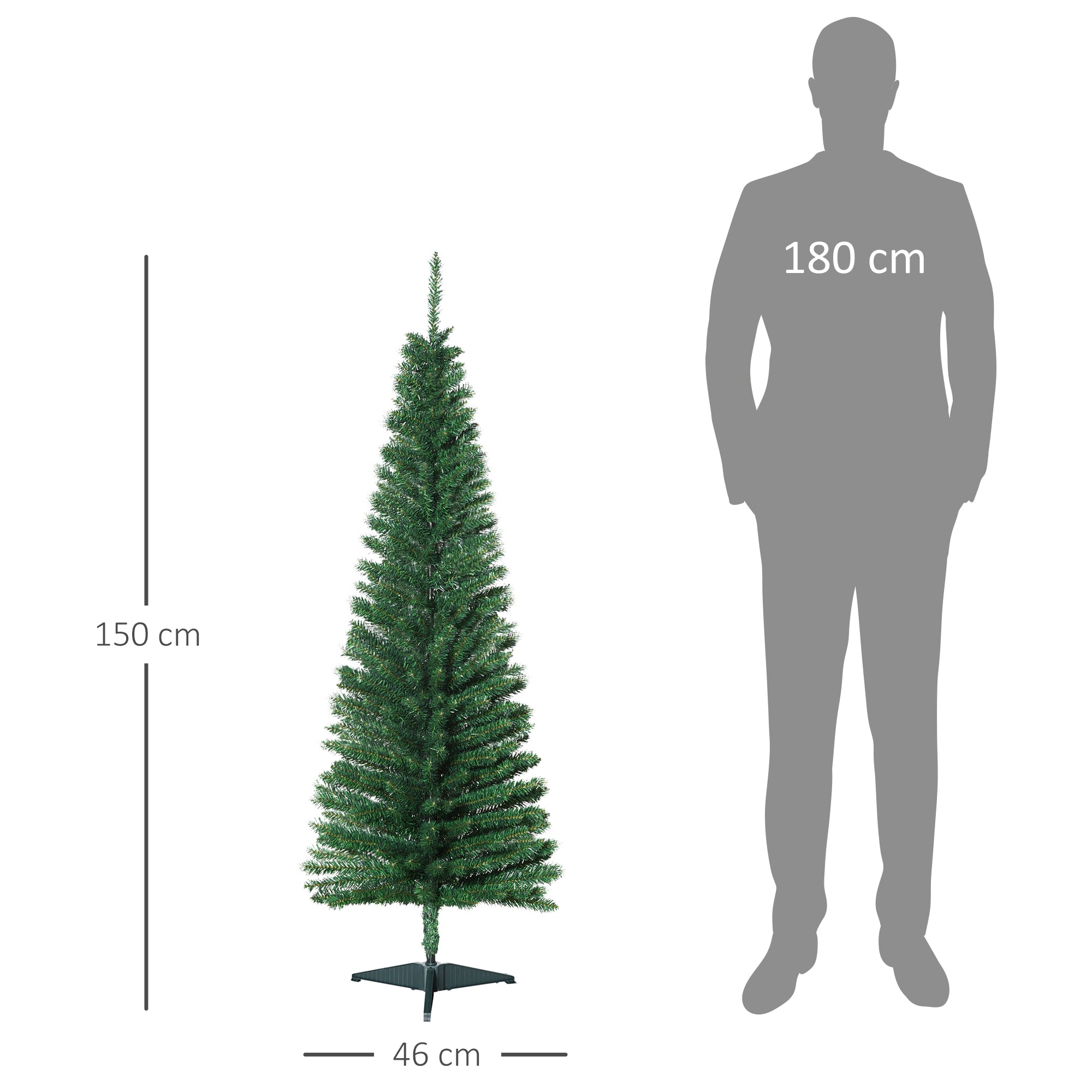 EASYCOMFORT Albero di Natale Artificiale 150cm con Rami 294, Base  Pieghevole Rimovibile Decorazioni Natalizie