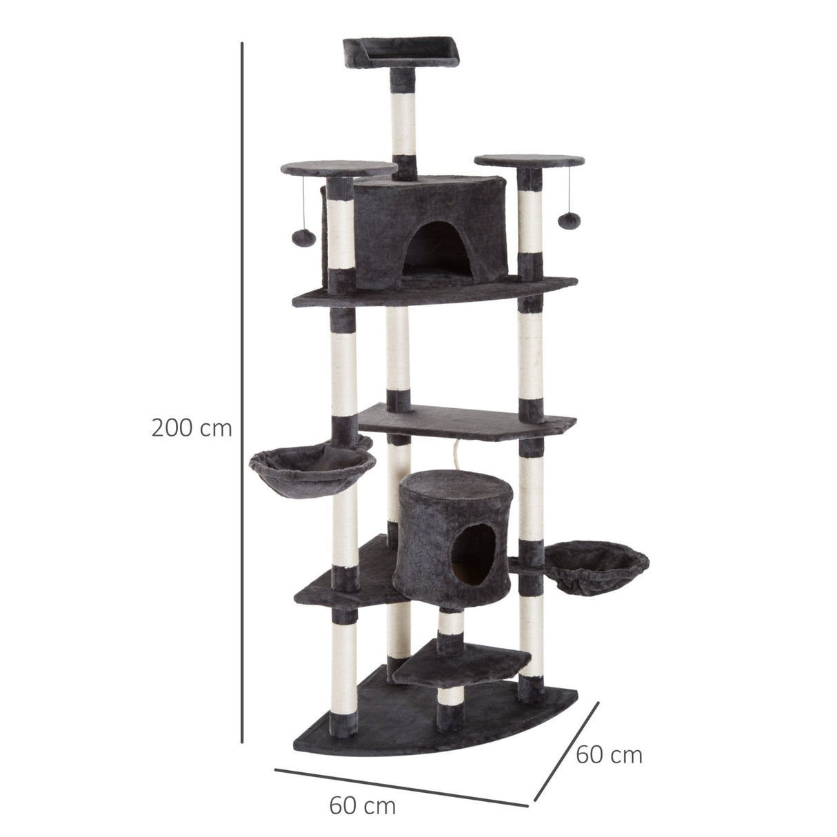 easycomfort easycomfort albero tiragraffi per gatto grigio 60x60x200cm