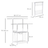 easycomfort easycomfort appendiabiti estensibile 2 ripiani altezza regolabile e ruote 88 157x50x95 160cm bianco
