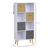 easycomfort easycomfort armadietto libreria in legno bianco 8 ripiani e 4 cassetti pieghevoli in tessuto grigio e marrone ean 8054111848756
