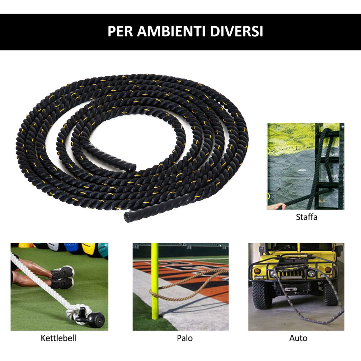 easycomfort easycomfort battle rope corda fune da allenamento forza fitness 38mm lunghezza 9m ean 8054111844574