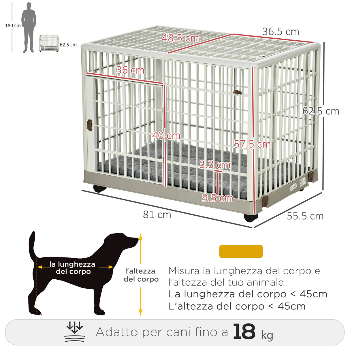 easycomfort easycomfort box per cani con fondo removibile e 5 ruote per cani fino a 18kg 81x55 5x62 5cm beige