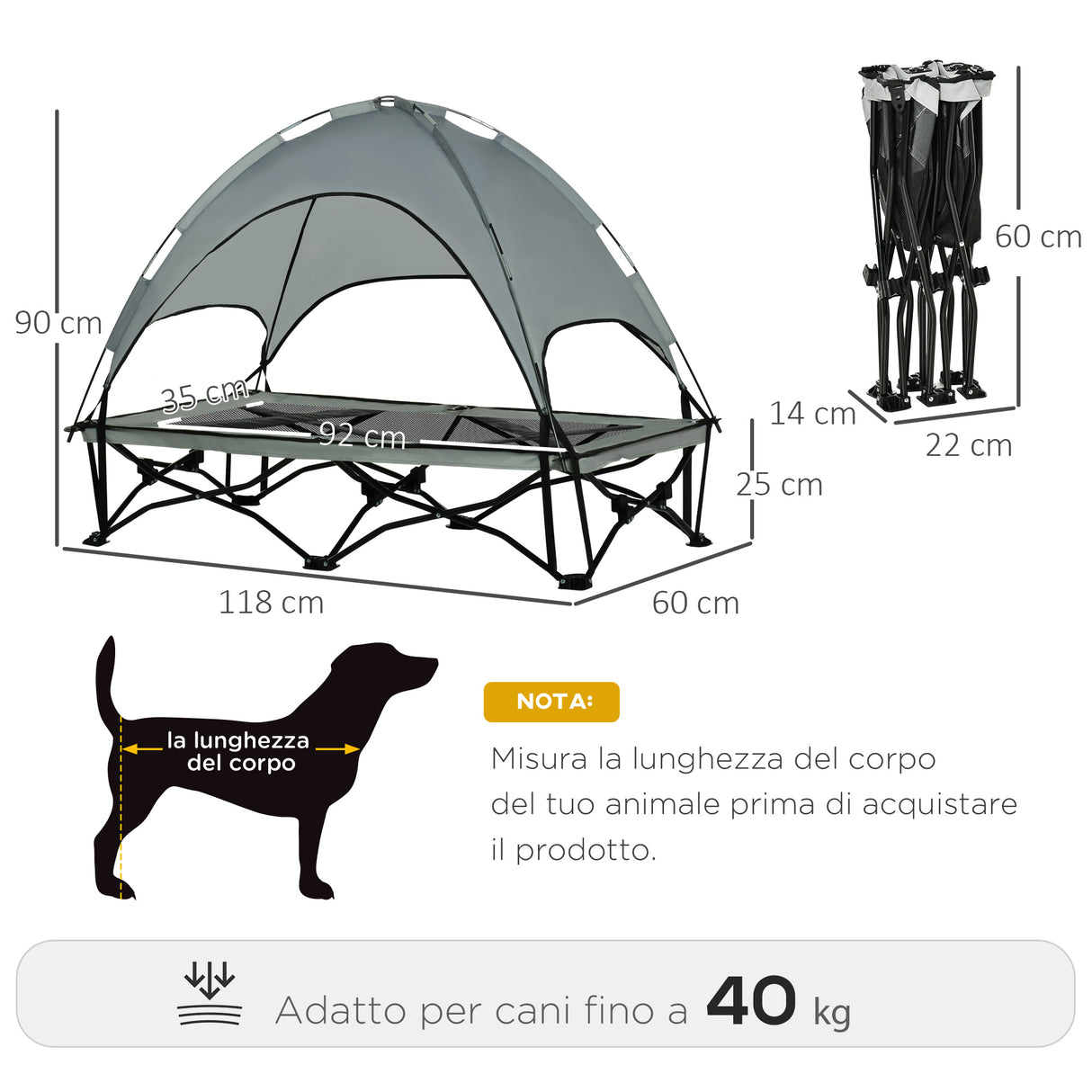 easycomfort easycomfort brandina pieghevole per cani con tettuccio da esterno o interrno grigio