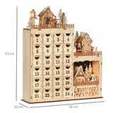 easycomfort easycomfort calendario avvento di natale rettangolare con motivi a tema e 12 luci a led 22x9x30 cm in compensato arancione