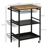 easycomfort easycomfort carrello da cucina a 3 livelli con 2 ruote cesto estraibile e vassoio 75x43 5x91 cm color legno e nero