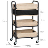 easycomfort easycomfort carrello da cucina a 4 livelli con cassetto e vassoi portavivande legno e acciaio 45x35x79 5cm