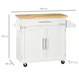 easycomfort easycomfort carrello da cucina con cassetto portaspezie armadietto e 4 ruote 109x40x89cm bianco