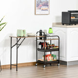 easycomfort easycomfort carrello da cucina con ripiano pieghevole e ruote marrone