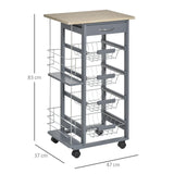 easycomfort easycomfort carrello da cucina in grigio scuro con 1 cassetto e 4 cestelli metallici