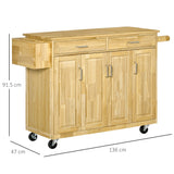 easycomfort easycomfort carrello da cucina in legno con cassetto armadietto e ruote 136x47x915cm