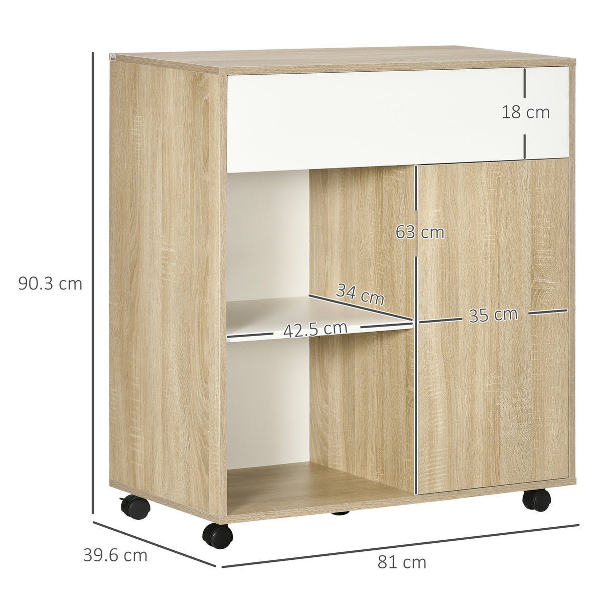 easycomfort easycomfort carrello da cucina in legno con cassetto armadietto e ruote girevoli 81x39 6x90 3cm