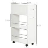 easycomfort easycomfort carrello da cucina in truciolato e acciaio inox con 2 ripiani aperti cassetto estraibile e parapetti 25x50x85 cm