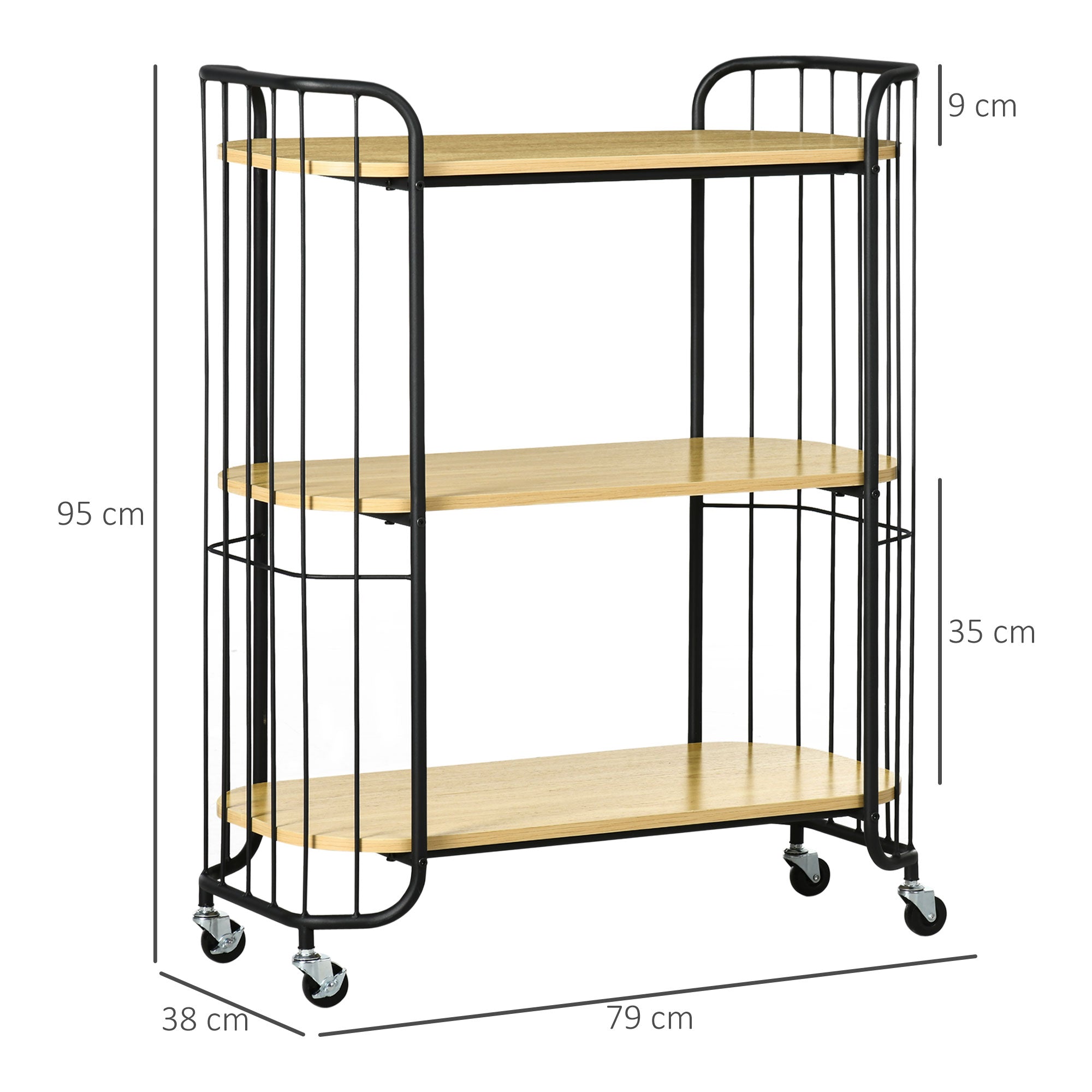 EASYCOMFORT Carrello da Cucina a 2 Livelli con Maniglie e Ganci