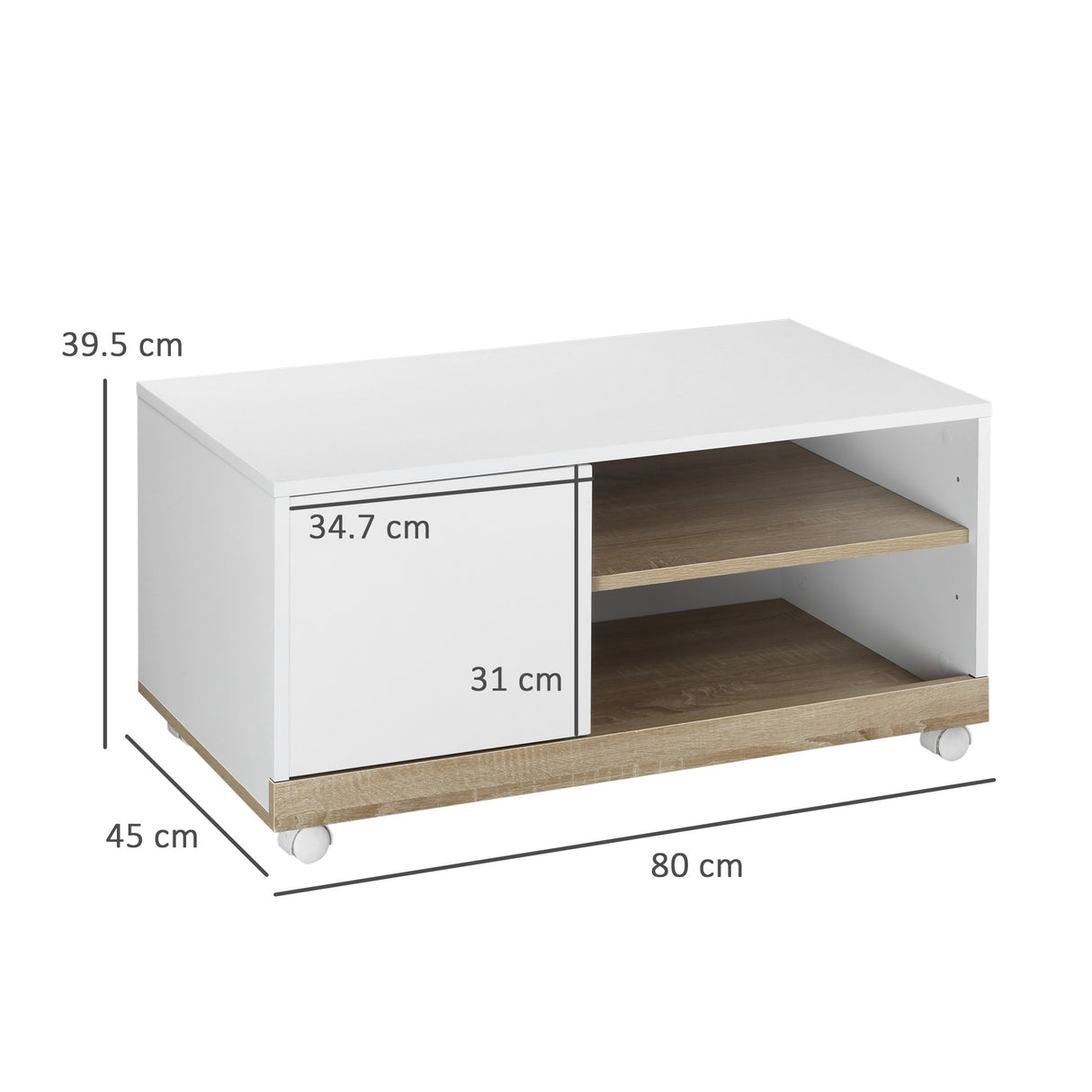 easycomfort easycomfort carrello porta tv con 1 anta e vani aperti mobile per tv fino 42 con ruote 80x45x39 5cm