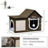 easycomfort easycomfort casetta per gatti con 2 porte pallina da gioco cuscino e tappetino tiragraffi 65x41x45 5 cm