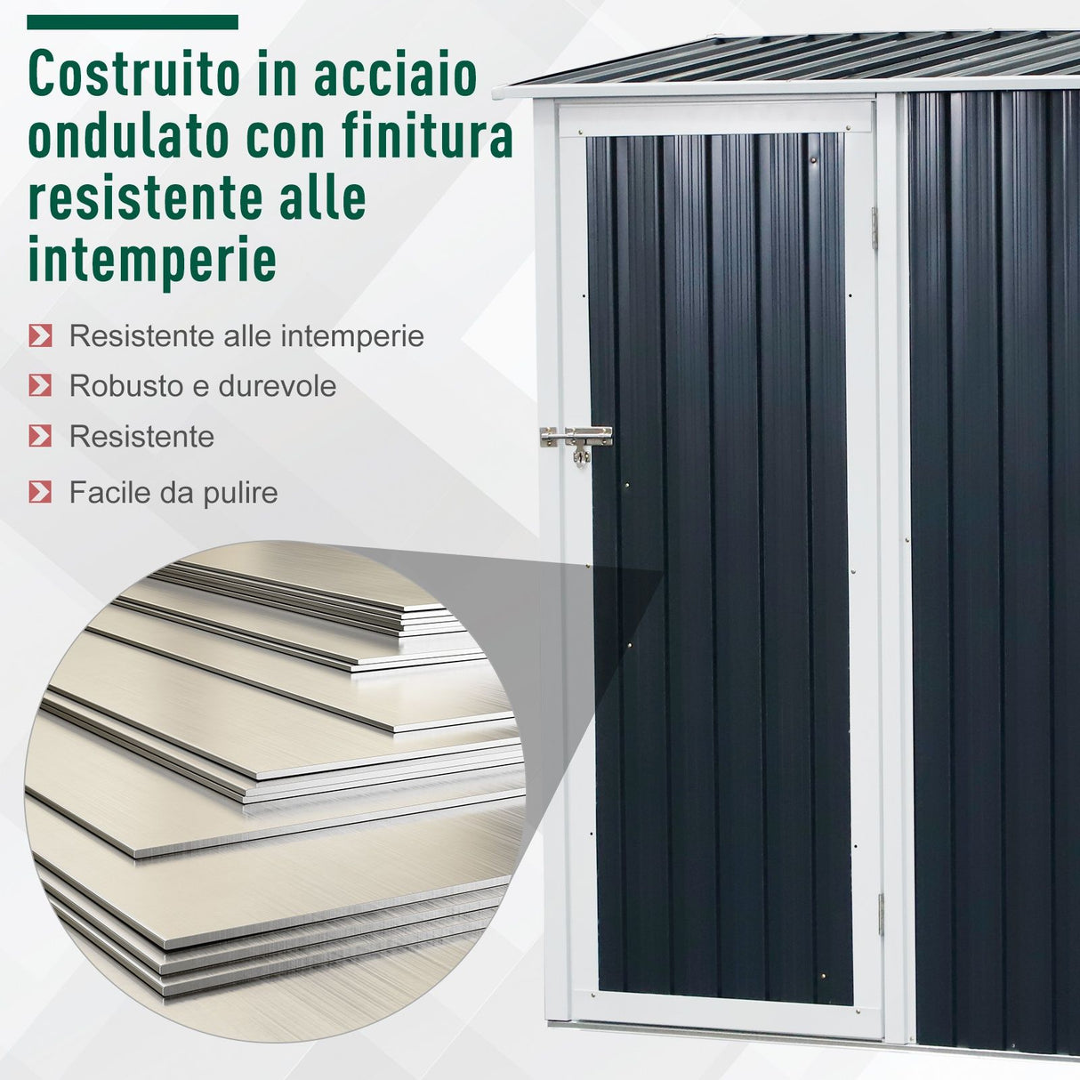 easycomfort easycomfort casetta porta attrezzi capanno in acciaio impermeabile 143cm x 89cm x 186cm ean 8055776912073