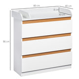 easycomfort easycomfort cassettiera 3 cassetti in legno mdf e truciolato per camera da letto e soggiorno 80x40x86 cm bianco