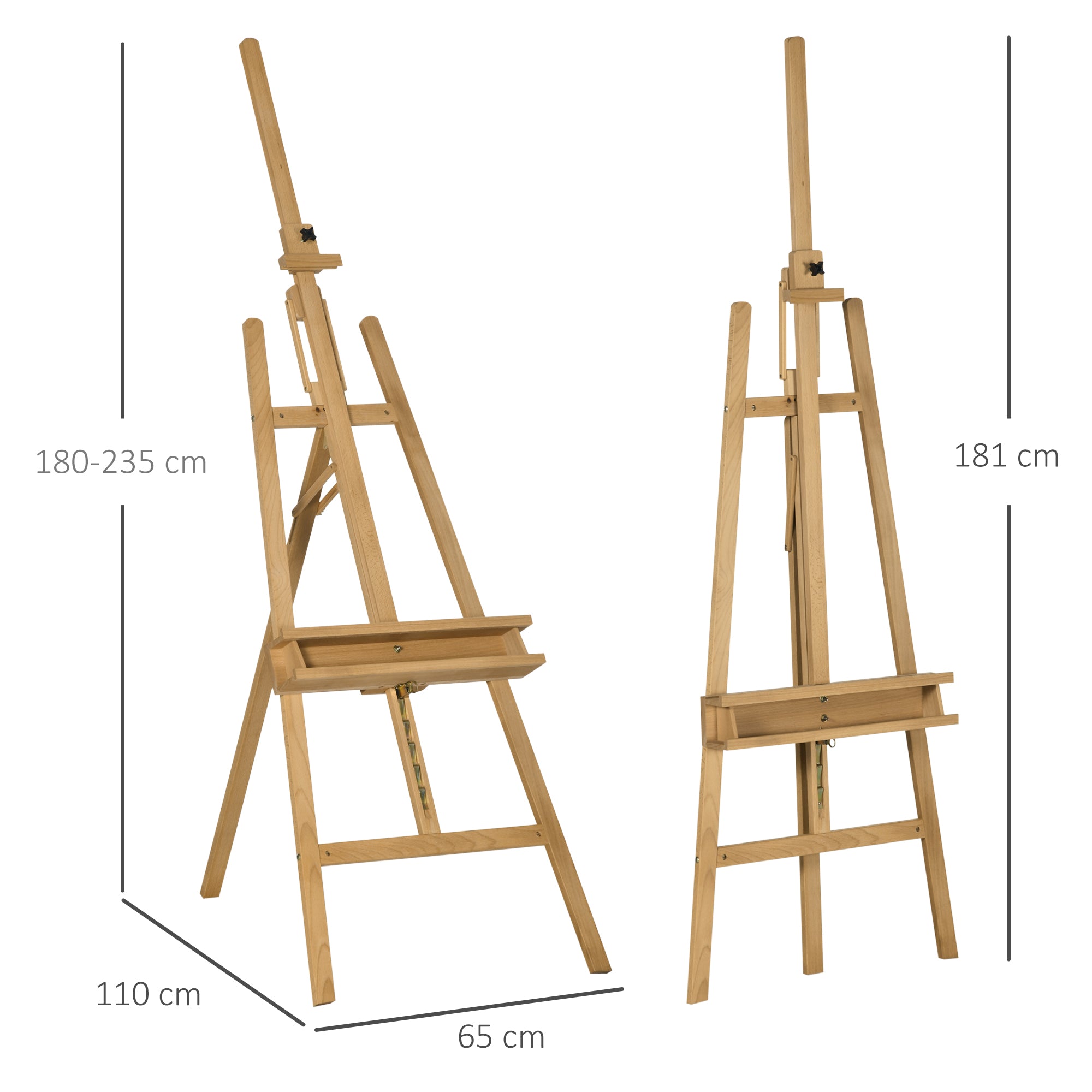 EASYCOMFORT Cavalletto Pittura Studio Professionale Altezza e Inclinazione  Regolabili in Legno - Marrone