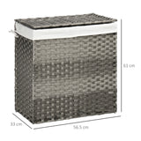 easycomfort easycomfort cesto portabiancheria a 2 sezioni e capacita 100l con sacca interna removibile 56 5x33x61 cm grigio