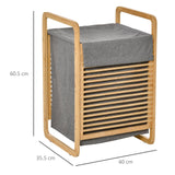 easycomfort easycomfort cesto portabiancheria con sacco rimovibile per il bagno in bambu e tessuto grigio