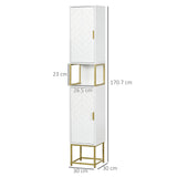 easycomfort easycomfort colonna bagno con 2 armadietti e ripiano in mdf e acciaio 30x30x170 7cm bianco e oro