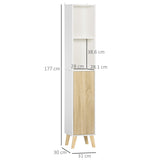 easycomfort easycomfort colonna bagno in legno con 2 mensole e armadietto mobiletto multiuso 31x30x177 cm