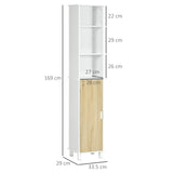 easycomfort easycomfort colonna bagno salvaspazio con 3 vani aperti e armadietto in legno 33 5x29x169cm bianco e marrone chiaro