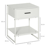 easycomfort easycomfort comodino moderno con cassetto e ripiano aperto comodino camera da letto piccolo in truciolato e acciaio 45x40x60cm bianco